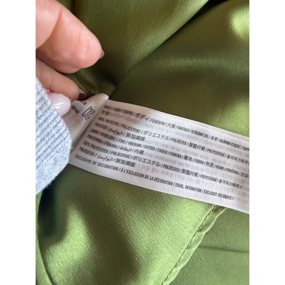 Abercrombie & Fitch Pleated Green Cut Out Maxi Dress Sz L Deep V Satin Goddess - Picture 7 of 8
